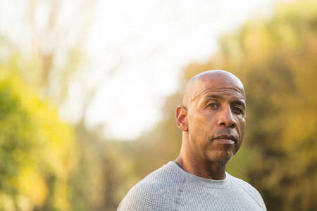 Portrait of a mature Fit African American man.の写真素材