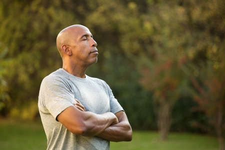 Portrait of a mature Fit African American man.の写真素材