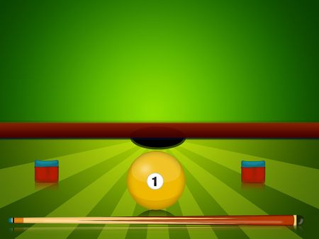 illustration of billiards equipment with number ball