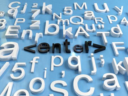 3d render of some letters and word enterの写真素材