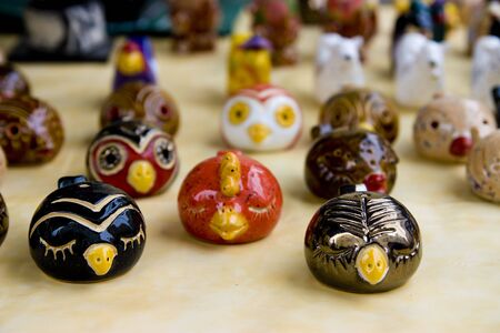 artisanal ceramic birds hand made for decorationの写真素材