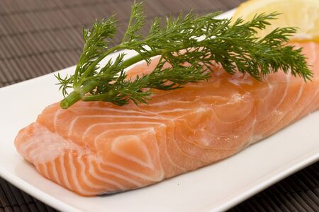 photo of a fresh salmon with fennelの写真素材