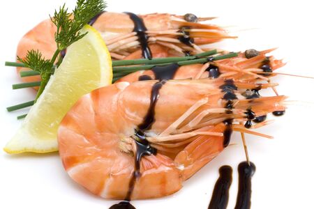 photo of boiled shrimps with balsamic vinegarの写真素材