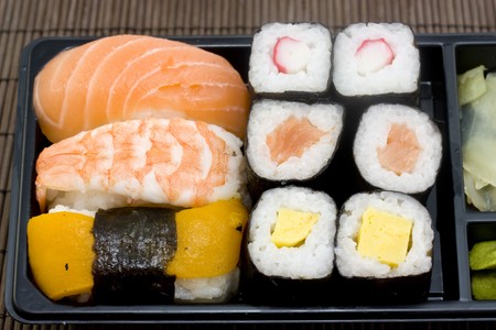 Background photo of a japanese sushi mealの写真素材