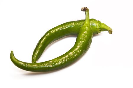 Green peppers isolated on the white backgroundの写真素材