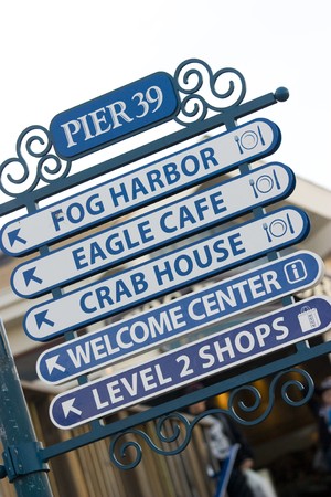 Signals at the famous San Francisco Pier 39の写真素材