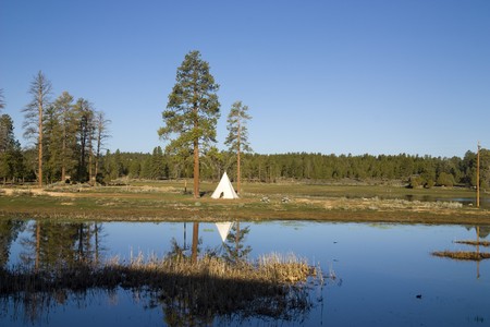 Indian typical camp in the brice canyon parkの写真素材