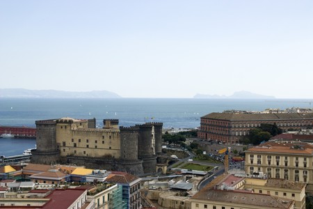 Aeral view of the castle in Naplesの写真素材