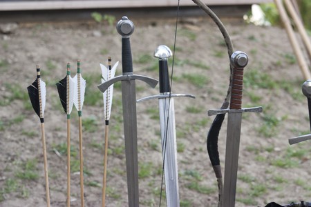 Real medieval swords for gladiators in Rodemack festival