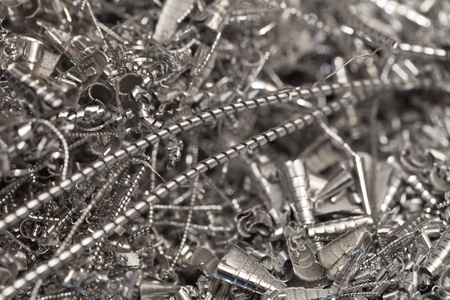 Close up photo of recycling swarf of metalsの写真素材