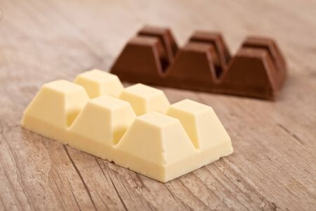 Delicious brown and white milk chocolate blocks