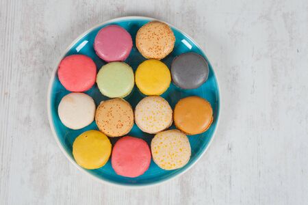 Colorful delicious macarons, typical french pastriesの写真素材