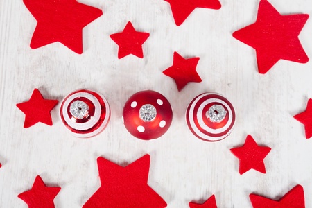 Beautiful christmas balls and stars for decorationの写真素材