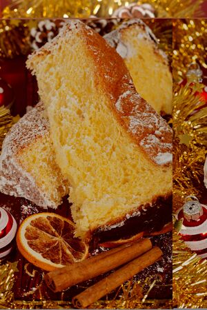 Typical italian Pandoro cake for Christmas holidaysの写真素材