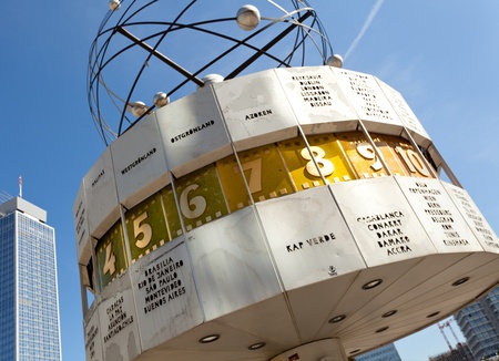 Famous world clock in Alexanderplatz in Berlin cityのeditorial素材