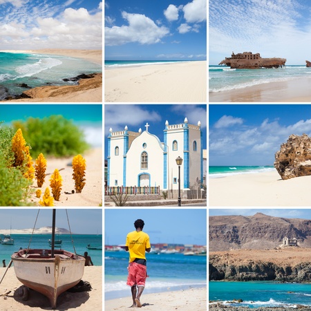 collage photo composition of famous Boavista island of Cape Vert