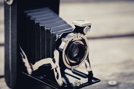 Beautiful old vintage folding cameraの写真素材