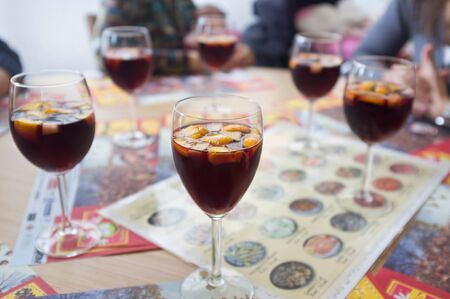 Glasses of sangria, the typical beverage in Spainの写真素材