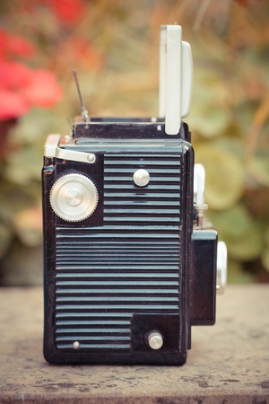 The beautiful design of an old vintage camera with analogic filmの写真素材