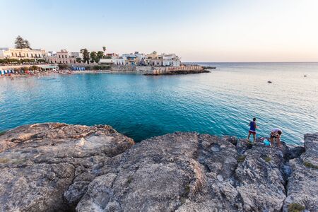 Stunning seaside view in the south of italy at sunsetのeditorial素材