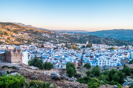 The beautiful blue medina of Chefchaouen in Moroccoの写真素材