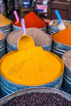 Natural spices at the moroccan market in Fezの写真素材