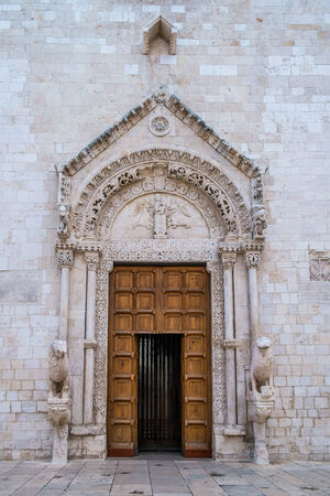 Portal of the Mother church in Conversano, south of Italyの写真素材
