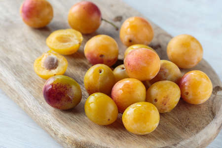 Bunch of fresh sweet Mirabelle plumsの写真素材