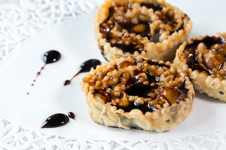 Cartellate, traditional home made pastries filled with figs syrupの写真素材