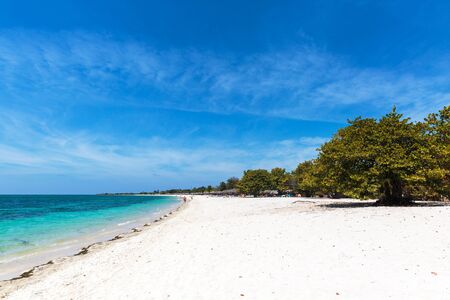 Beautiful and relaxing white sand beach in Cubaの写真素材