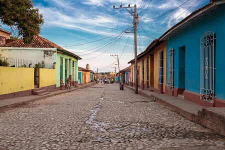 Typical old cobblestone street in Trinidad, Cubaのeditorial素材
