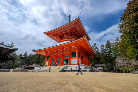 Konpon Daito pagoda at Danjo Garan Temple in mount Koya, Japanのeditorial素材