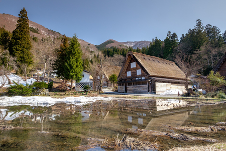 The beautiful site of Shirakawa-go in the Gifu prefecture of Japanのeditorial素材