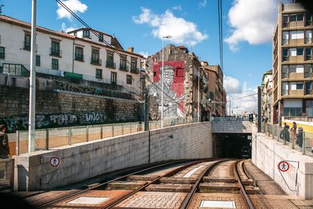 Murales on a building in the city of Porto, Portugal