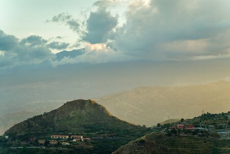 Beautiful landscapes around Taormina in Sicily, by the root of volcano Etnaの写真素材