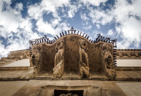 Historic balconi in the village of Scicli, Sicilyの写真素材