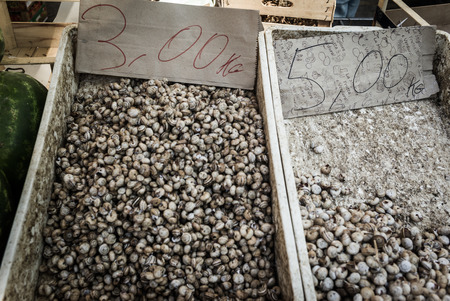 Street food market, Piscaria, In Catania, Sicilyの写真素材