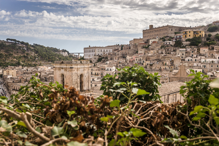 Wonderful view over the village of Modica in the south of Sicily, ITaly.の写真素材