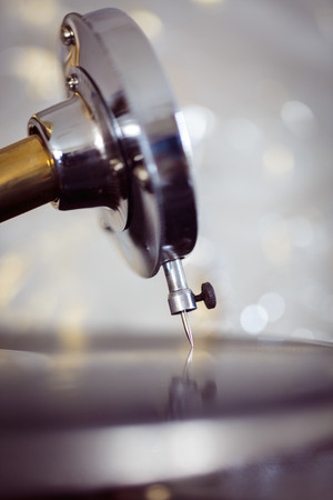 Closeup of a 
turntable needle from a vintage phonographの写真素材