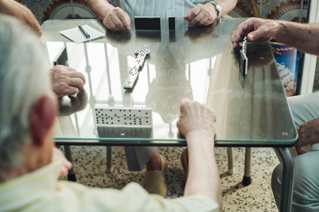 Playing Domino in a bar in Andalusia, Spainの写真素材