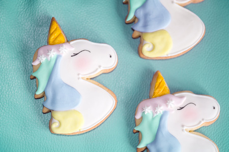 Wonderful Unicorn cookies to decorate parties or birthdaysの写真素材