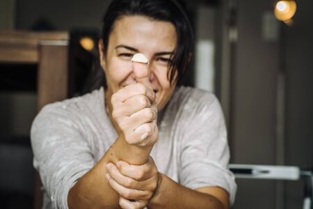 Fresh handmade typical Orecchiette pasta from south of Italy, Puglia regionの写真素材