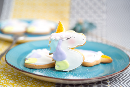 Wonderful Unicorn cookies to decorate parties or birthdaysの写真素材