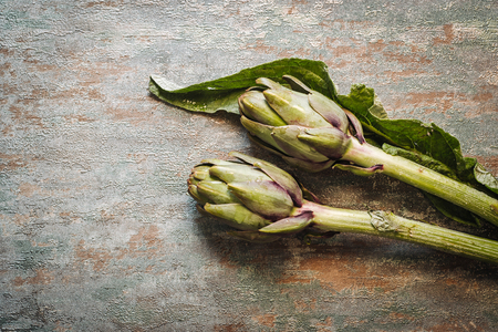 Fresh raw italian artichokesの写真素材