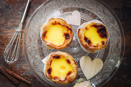 Traditional creamy pastry from Portugal, Pasteis de Nata.の写真素材