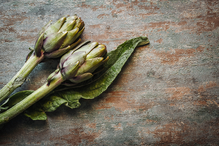 Fresh raw italian artichokesの写真素材
