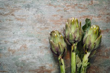 Fresh raw italian artichokesの写真素材