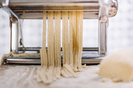 Home made traditional Italian Tagliatelle pasteの写真素材