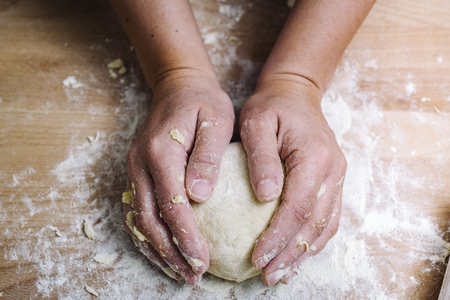Making of the traditional italian pasta dough