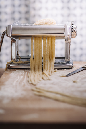 Home made traditional Italian Tagliatelle pasteの写真素材